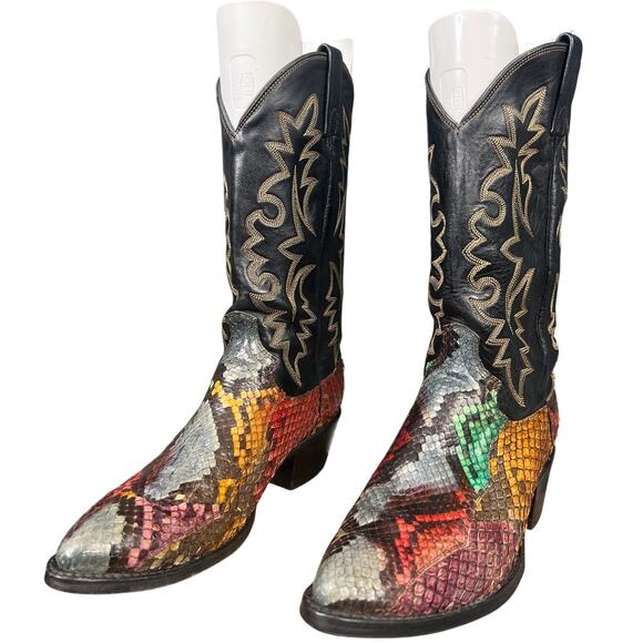 Vintage Dan Post Men’s Rainbow Python Snakeskin Cowboy Boot Size US 9.5 main image 9